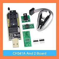 USB Программатор CH341A с прищепкой EEPROM Flash (2 адаптера)