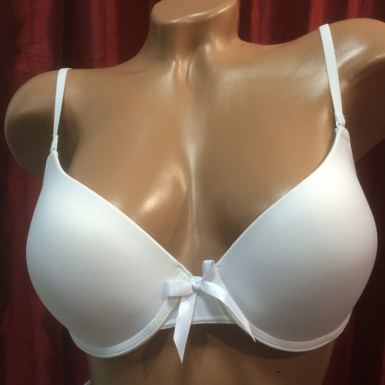 Гладкий білий бюстгальтер push-up із силіконовою спинкою , фото 1