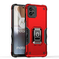 Противоударный чехол для Motorola G32 красный с кольцом подставкой