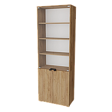 Шафа книжкова з скляними дверцятами вітальню з ЛДСП Сімпл ШКС-700 Дуб крафт золотий Неман