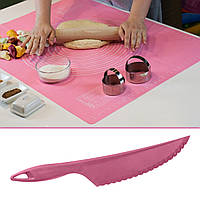 Комплект коврик силиконовый для раскатки теста, выпечки и заморозки полуфабрикатов 81х61 см и нож пластиковый