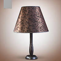 Настольная лампа деревянная с коричневым абажуром 10340-4