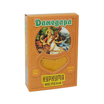 КУРКУМА МОЛОТА (100ГРМ) ДАМОДАРА, натуральна індійська приправа для азіатських м'ясних та овочевих страв