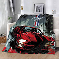 Плед плюшевый на подарок 3D Ford Mustang 160х200 см