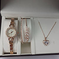 Женский подарочный набор ювелирные изделий Disu . Кулон, часы, браслет в подарочной упаковке W2