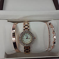 Женский подарочный набор ювелирные изделий Disu . Кулон, часы, браслет в подарочной упаковке W1