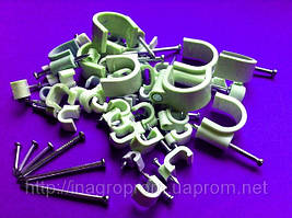 Скоби з розжареним цвяхом для кріплення круглого дроту і кабелю від 3 до 22mm