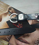 Жіночий шкіряний ремінь Guess пряжка срібло, фото 2