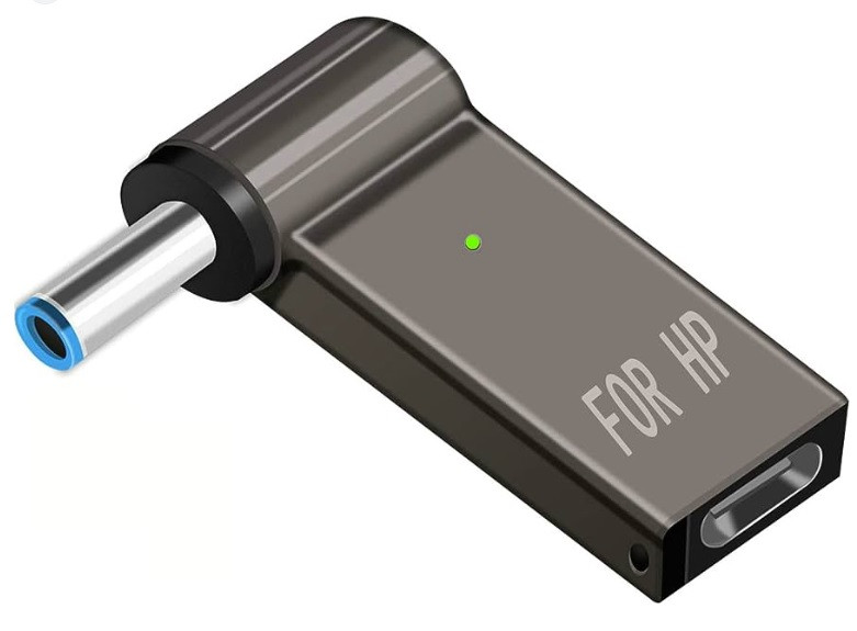 USB Type-C 100W адаптер живлення DC 4.5×3.0*0.6 HP для заряджання ноутбука від повербанка USB або зарядки PD