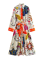Женское плиссированное платье-рубашка SV миди с поясом M Разноцветный (sv2918), M