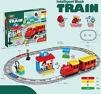 Конструктор-железная дорога детская 5450, 81 деталь, подсветка, звук, в коробке