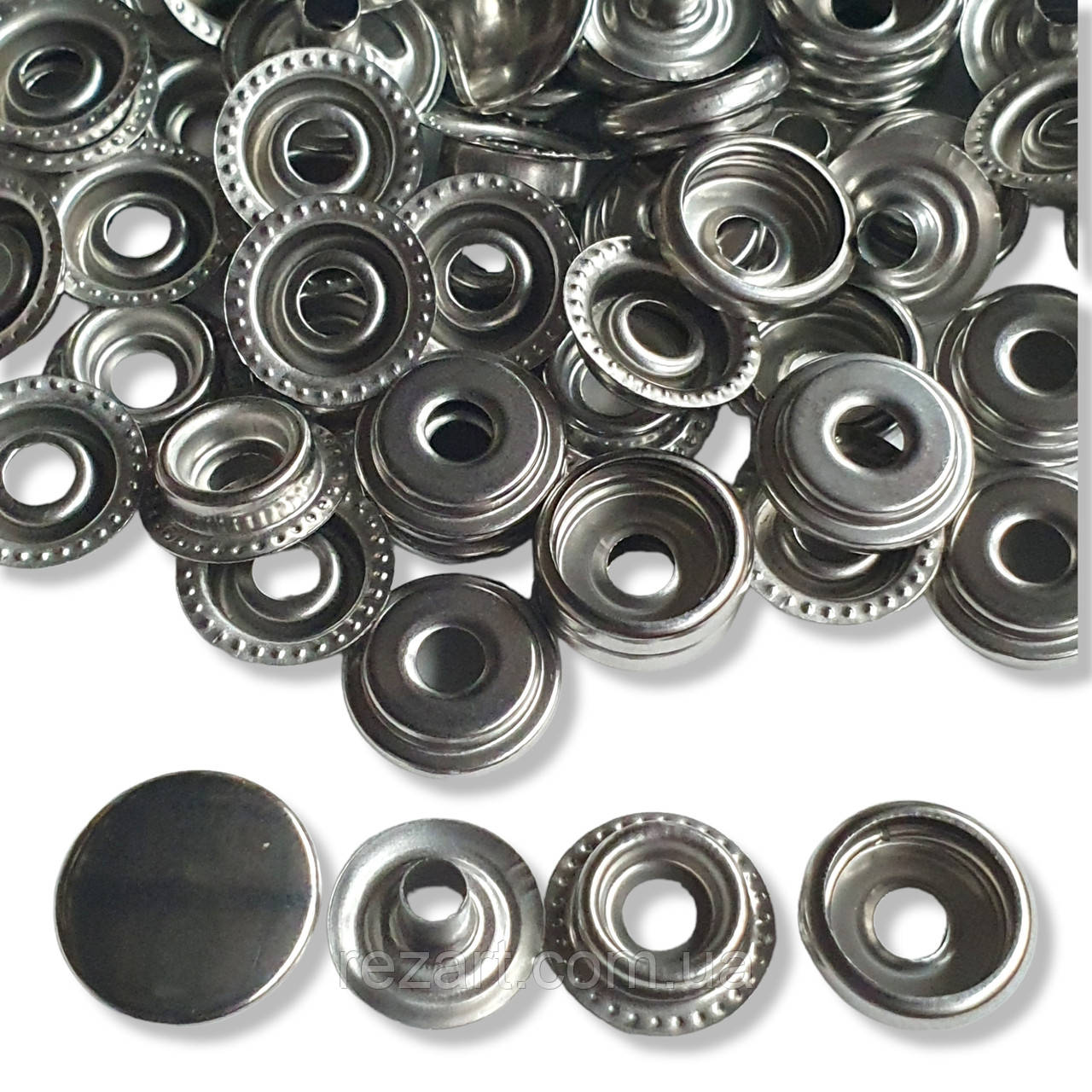 Кнопка Каппа нержавійка (100 шт. упаковка).Сріблястий нікель.15 мм. Туреччина Кнопка дашка No61, (кільцева)