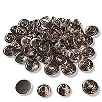 Кнопки Alfa 15 мм нержавійка сталь 50 шт. упаковка.  Сріблястий нікель.(Туреччина).Кнопки для курток, для одягу