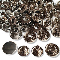 Кнопки Alfa 15 мм нержавійка 100шт-паковання. Сріблястий нікель.(Туреччина).Кнопки для курток, для одягу