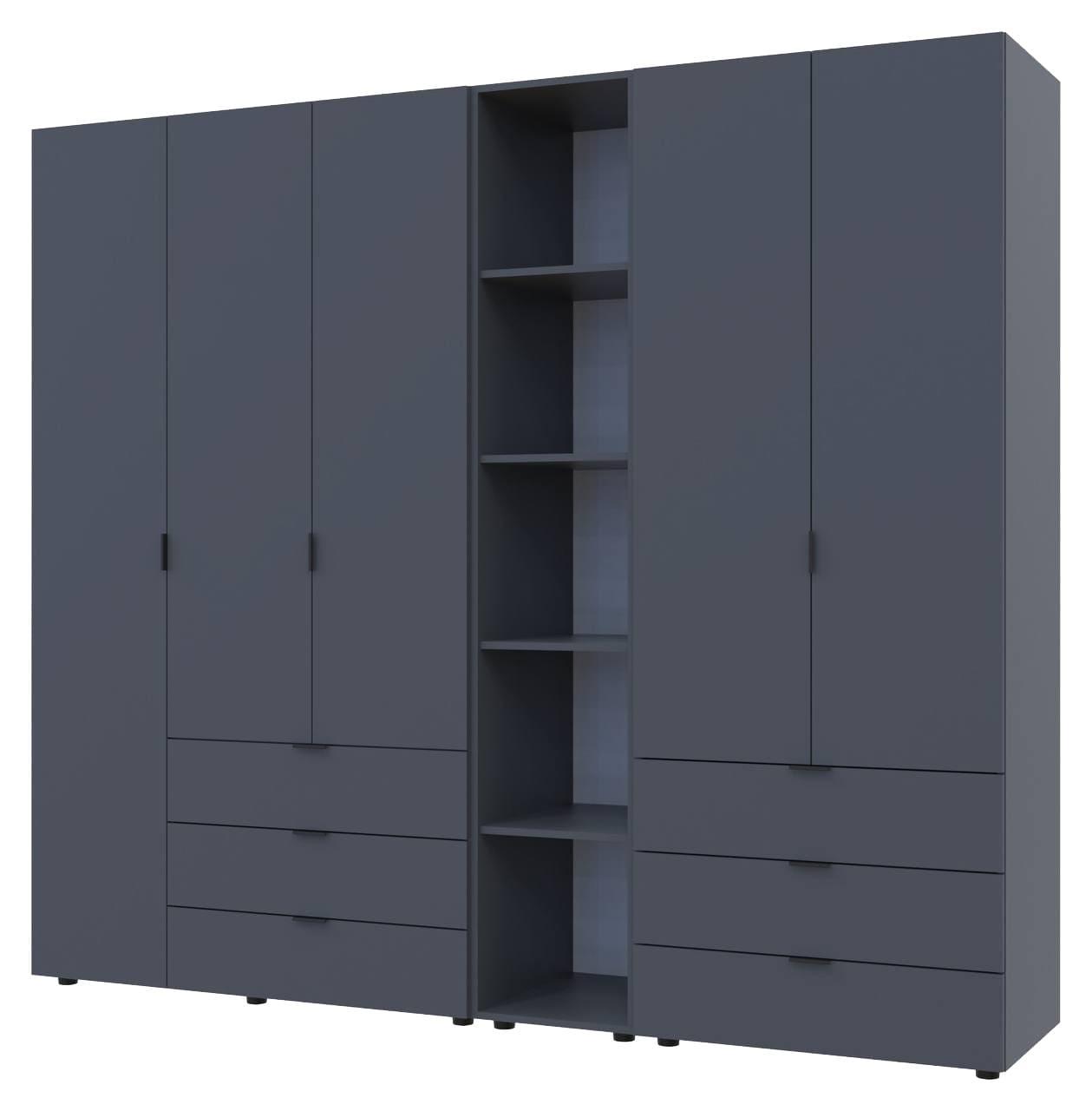 Комплект шаф "Гелар + Етажерка" 232х50х203 см. 2+3 ДСП, Графіт, фото 1