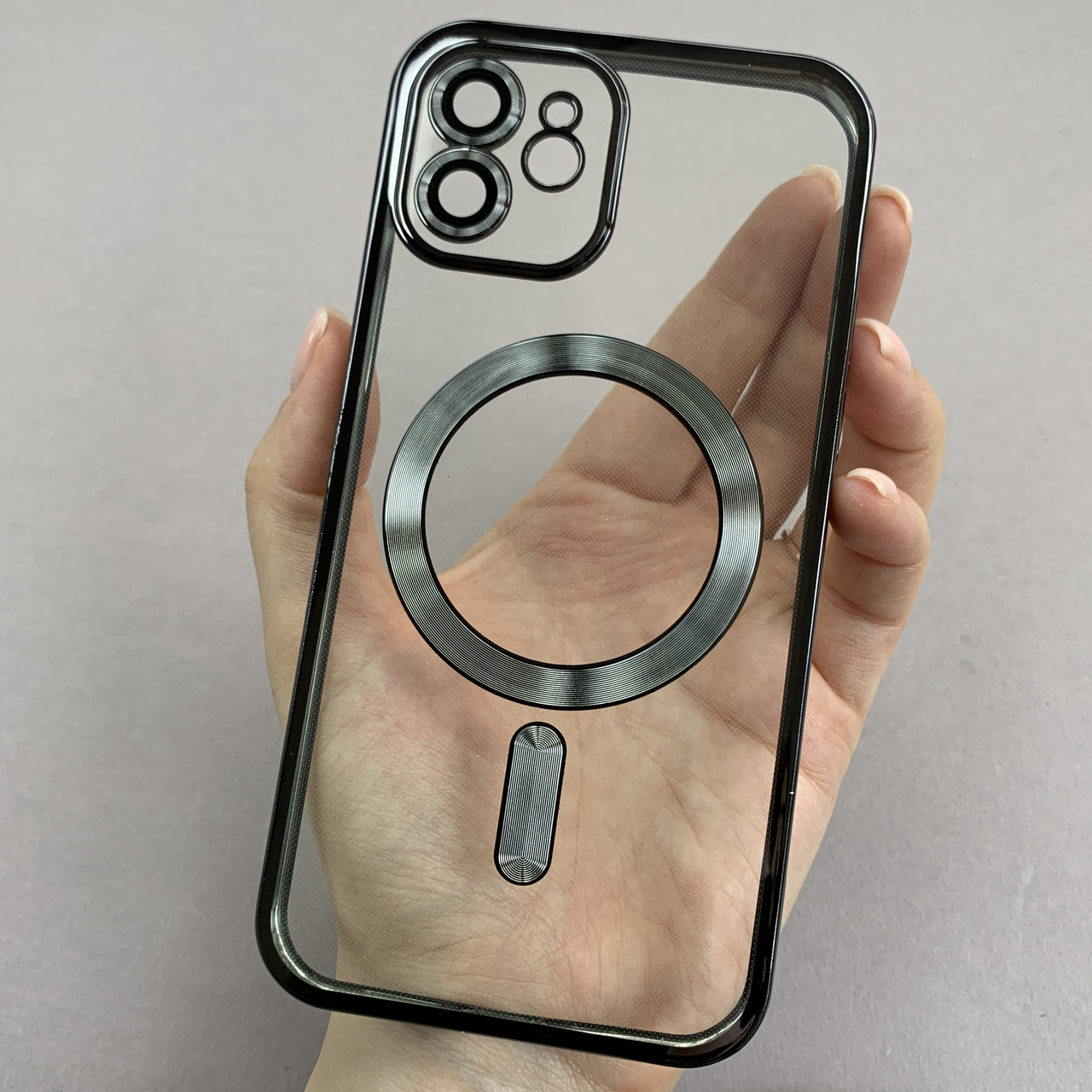 Чохол для Apple iPhone 12 чохол з магсейф із захистом камери на телефон айфон 12 чорний h3b