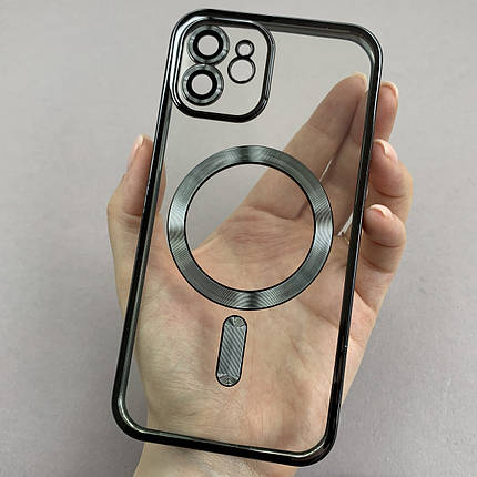 Чохол для Apple iPhone 12 чохол з магсейф із захистом камери на телефон айфон 12 чорний h3b, фото 1