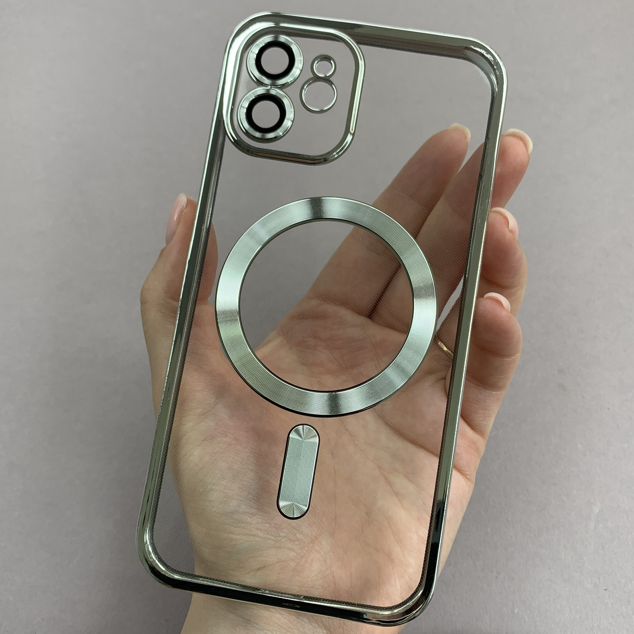 Чохол для Apple iPhone 12 чохол з магсейф із захистом камери на телефон айфон 12 срібний h3b