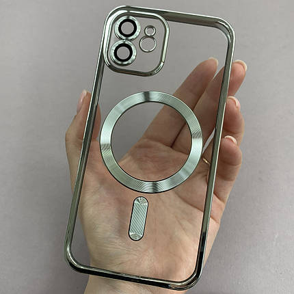 Чохол для Apple iPhone 12 чохол з магсейф із захистом камери на телефон айфон 12 срібний h3b, фото 1