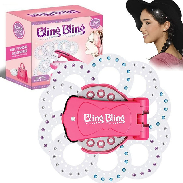 Стайлер для прикрашання стразами волосся Bling Bling | Набір кристалів для волосся Blinger, фото 1