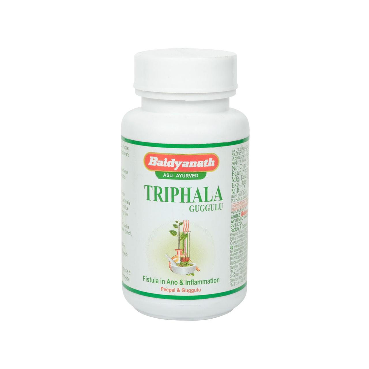 Препарат для виведення токсинів TRIPHALA GUGGULU BAIDYANATH, засіб ТРИФАЛ ГУГГУЛ БАДЬЯНАТХ 80 таб