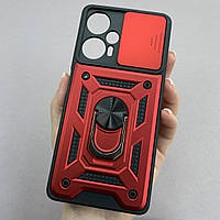 Чехол для Xiaomi Poco F5 противоударный со шторкой для камеры чехол на телефон сяоми поко ф5 красный crt