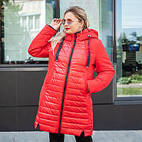Куртка женская осень-весна большого размера 50-60 красный