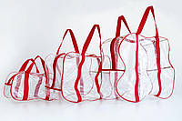 Набор с 3-х прозрачных сумок органайзеров в роддом для роженицы размер S, M, L BST Красный