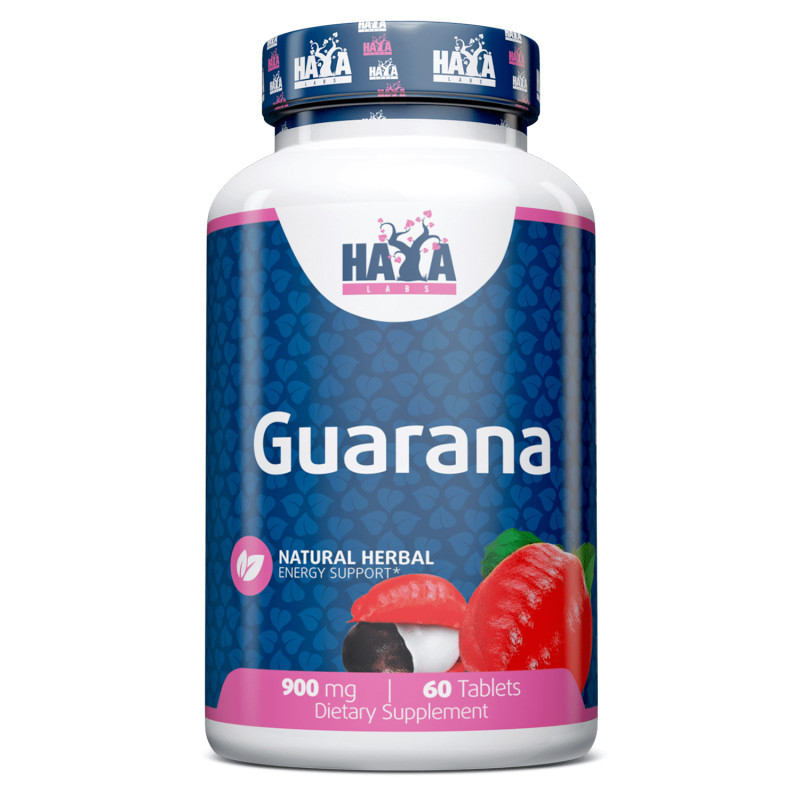 Передтренувальний комплекс Haya Labs Guarana 900 mg, 60 таблеток EXP