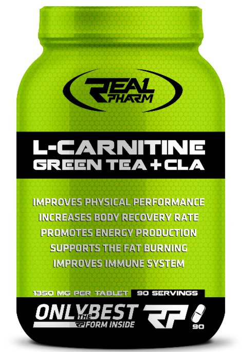 Жироспалювач Real Pharm L-Carnitine Green Tea + CLA, 90 таблеток EXP