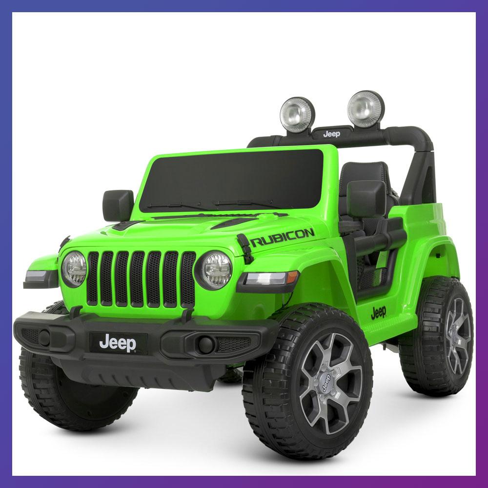 Дитячий електромобіль на акумуляторі Jeep Rubicon M4176 з пультом радіокерування для дітей 3-8 років зелений