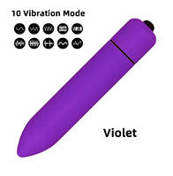 Міні Вібропуля Вібратор, 10 режимів (1ААА) violet