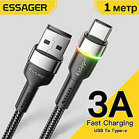 ESSAGER кабель 1 метр. 3А (USB / Type-С) зарядка и передача данных (Быстрая зарядка/Скоростная зарядка)