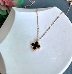 Підвіска жіноча конюшина чорна, кулон клевер чорний