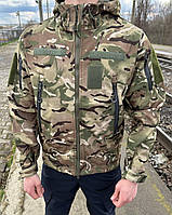 Тактическая куртка soft shell на микрофлисе мультикам Куртка влагоустойчивая демисезонная мультикам