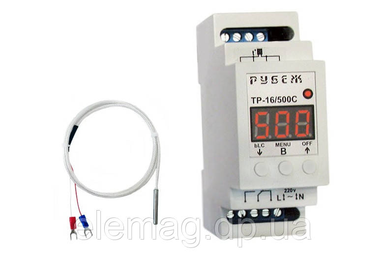 200°С терморегулятор ТР-16/500°С датчик 200 °С 1 метр, фото 1