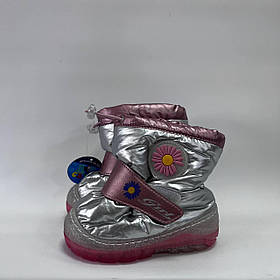 Дитячі зимові чобітки дутики для дівчаток розмір 23/24 (2 - 2,5 роки) BabyGo Сірий