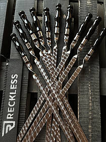 Шампур люля кебаб Reckless Vavilon преміум із дерев'яною ручкою 740*3*20 мм із неіржавкої сталі 10 шт. у чохлі.