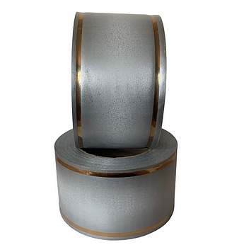 Стрічка ритуальна 3D металік, колір біло-сірий, Довжина 50м, Ширина 7см