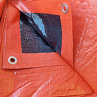 Тент водостойкий 6х10м 120g/m2. Ламинированный от дождя и снега с кольцами. Оранжево/черный.