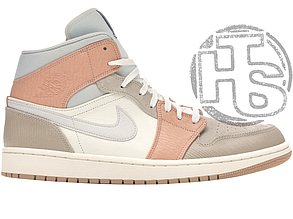 Жіночі кросівки Air Jordan 1 Mid Milan Beige Grey Peach Pink CV3044-100