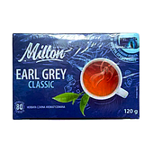 Чай чорний Milton Earl Grey Classic з бергамотом, 80 пакетиків, 120 г.