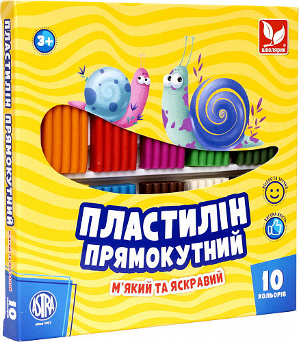 Пластилін восковий Школярик 10 кольорів прямокутний (303116003)