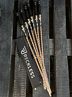 Набор шампуров с деревянной ручкой нержавеющая сталь 730*3*12 мм Reckless Graphite премиум 6 шт в чехле
