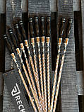 Набір подарункових шампурів з дерев'яною ручкою з нержавіючої сталі 730*3*12 мм Reckless Graphite премиум 10 шт в сагайдаку, фото 8