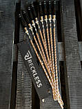 Набір подарункових шампурів з дерев'яною ручкою з нержавіючої сталі 730*3*12 мм Reckless Graphite премиум 10 шт в сагайдаку, фото 4
