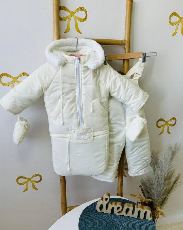 Зимовий дитячий теплий комбінезон-трансформер 3в1 на овчині: курточка конверт для ніг напівкомбінезон