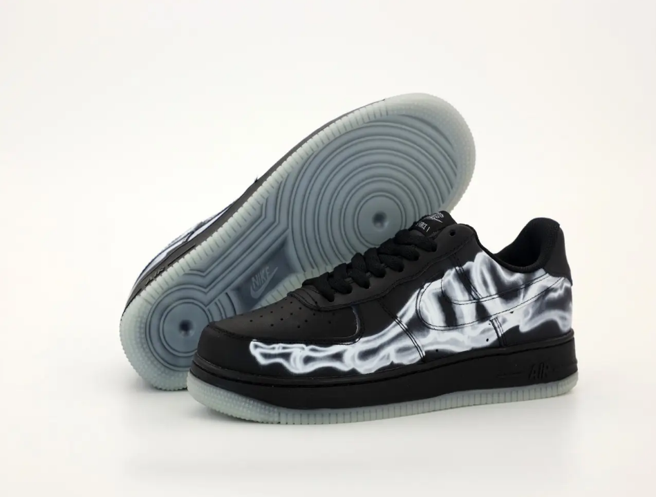 Чоловічі кросівки Nike Air Force 1 Skeleton Black Найк Аїр форс Скелетон шкіряні весна осінь