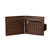 Чоловічий тонкий гаманець портмоне із затискачем Saralyn MB-866-1 коричневий
