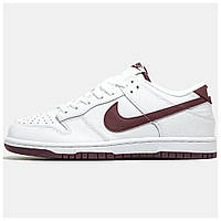 Мужские кроссовки Nike SB Dunk Low White Bordo, кожаные кроссовки найк сб данк лов